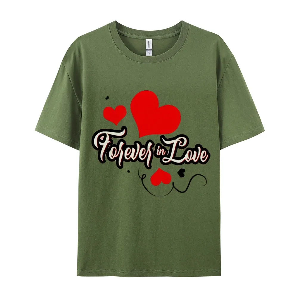 Women Valentine's Day Forever Love Heart Print Graphic T-shirt