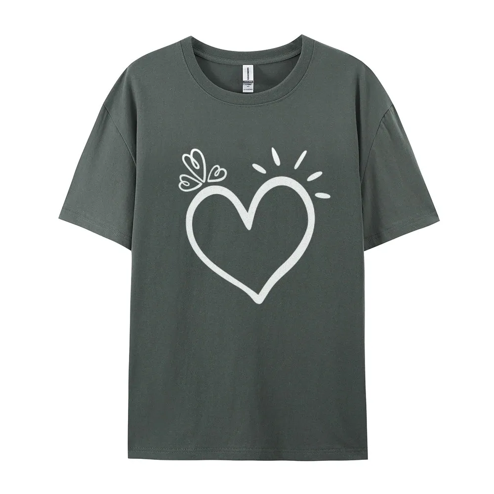 Women Valentine's Day Love Heart Print Graphic T-shirt