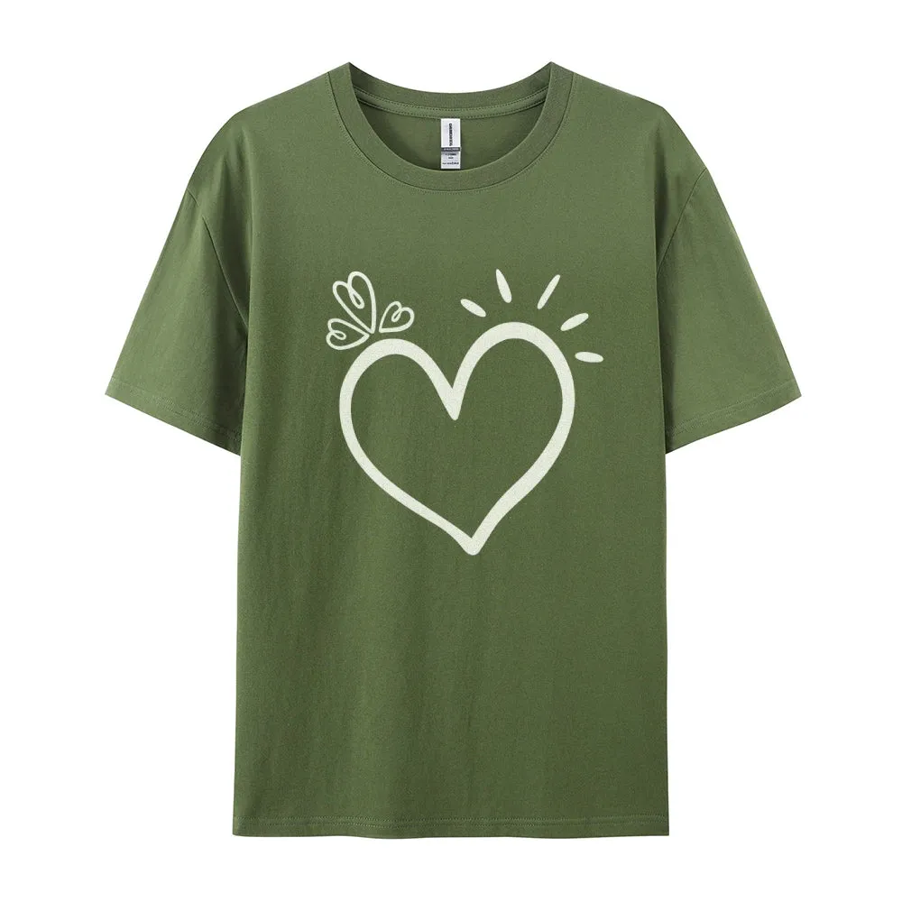 Women Valentine's Day Love Heart Print Graphic T-shirt