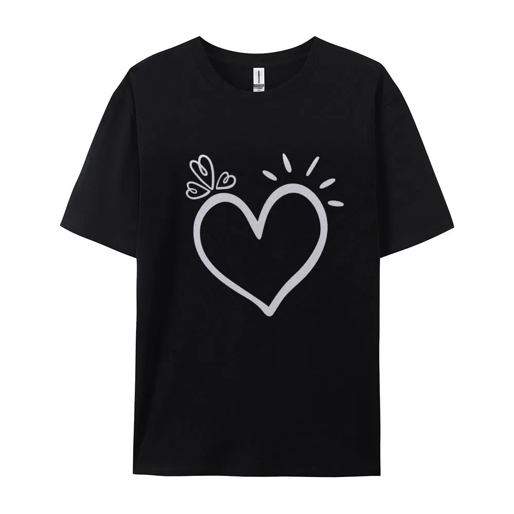 Women Valentine's Day Love Heart Print Graphic T-shirt