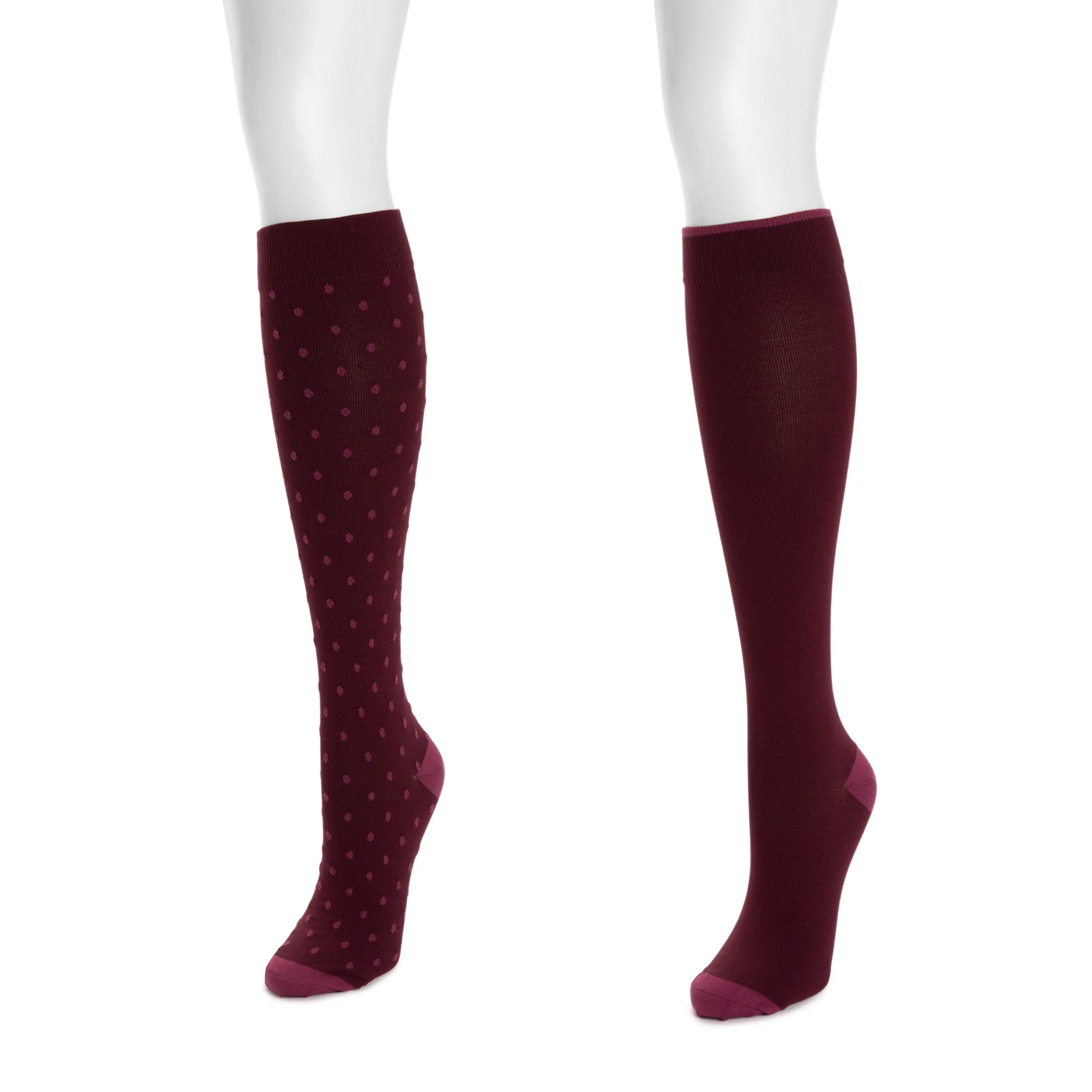 Women's 2 Pair Pack Nylon Compression Knee High Socks