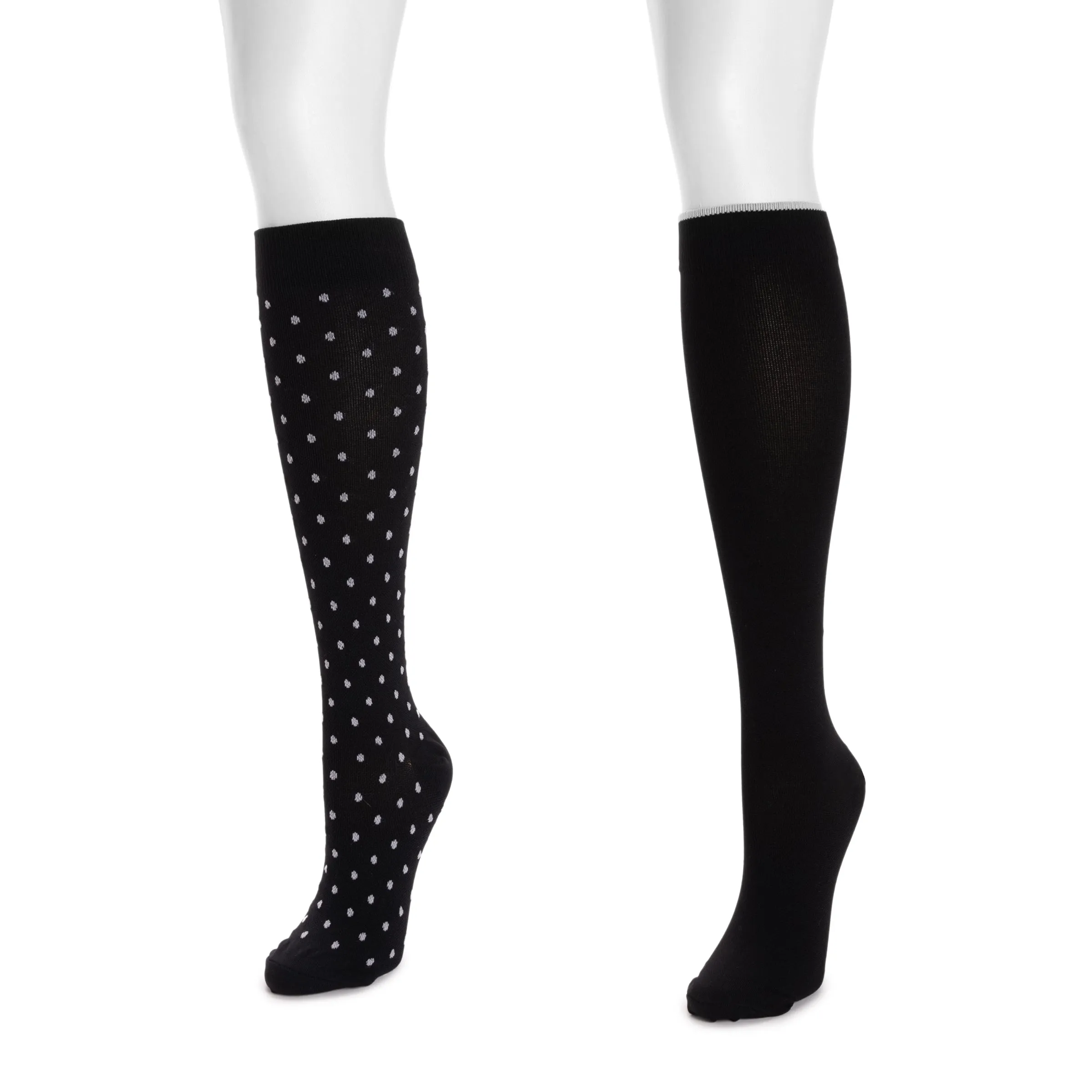 Women's 2 Pair Pack Nylon Compression Knee High Socks