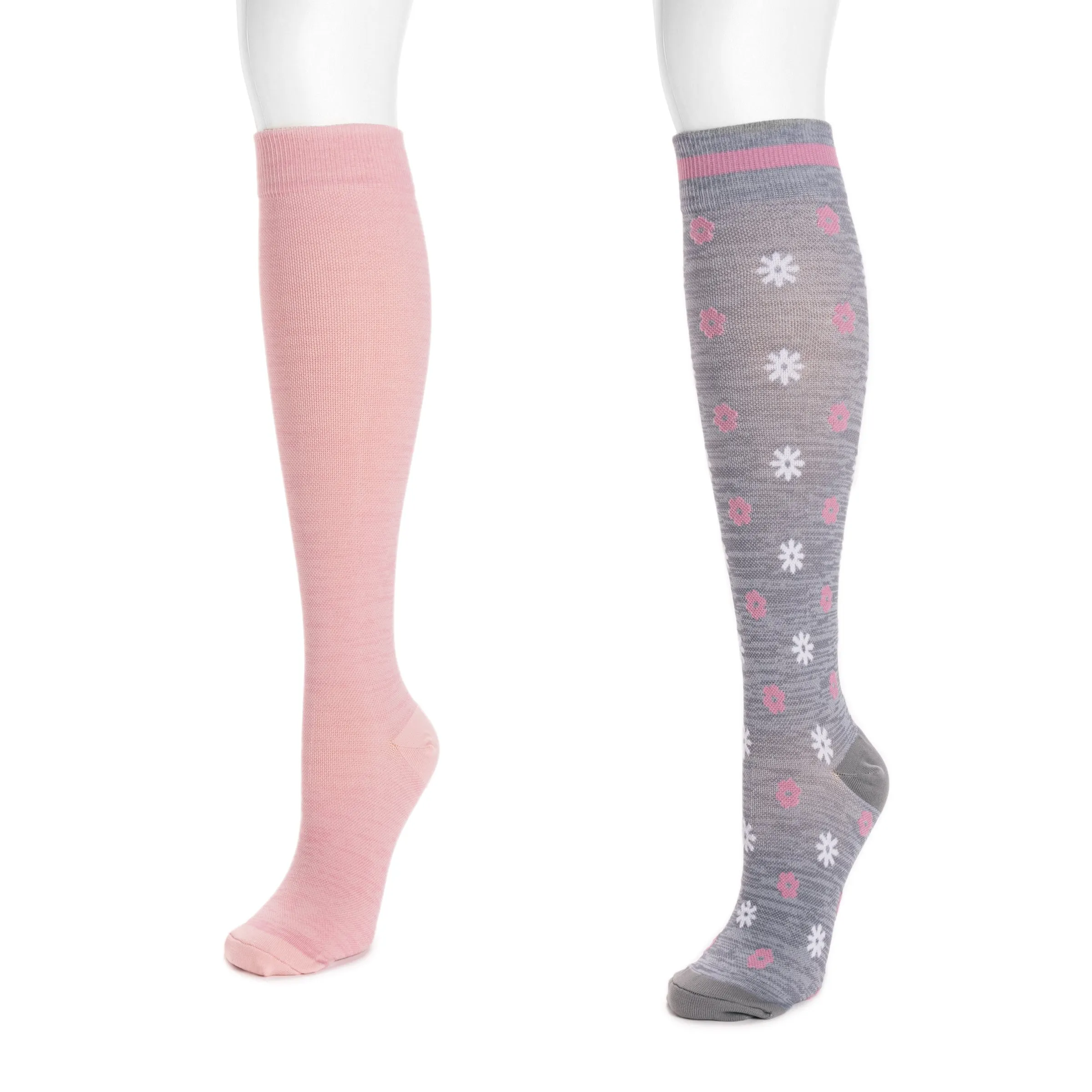 Women's 2 Pair Pack Nylon Compression Knee High Socks