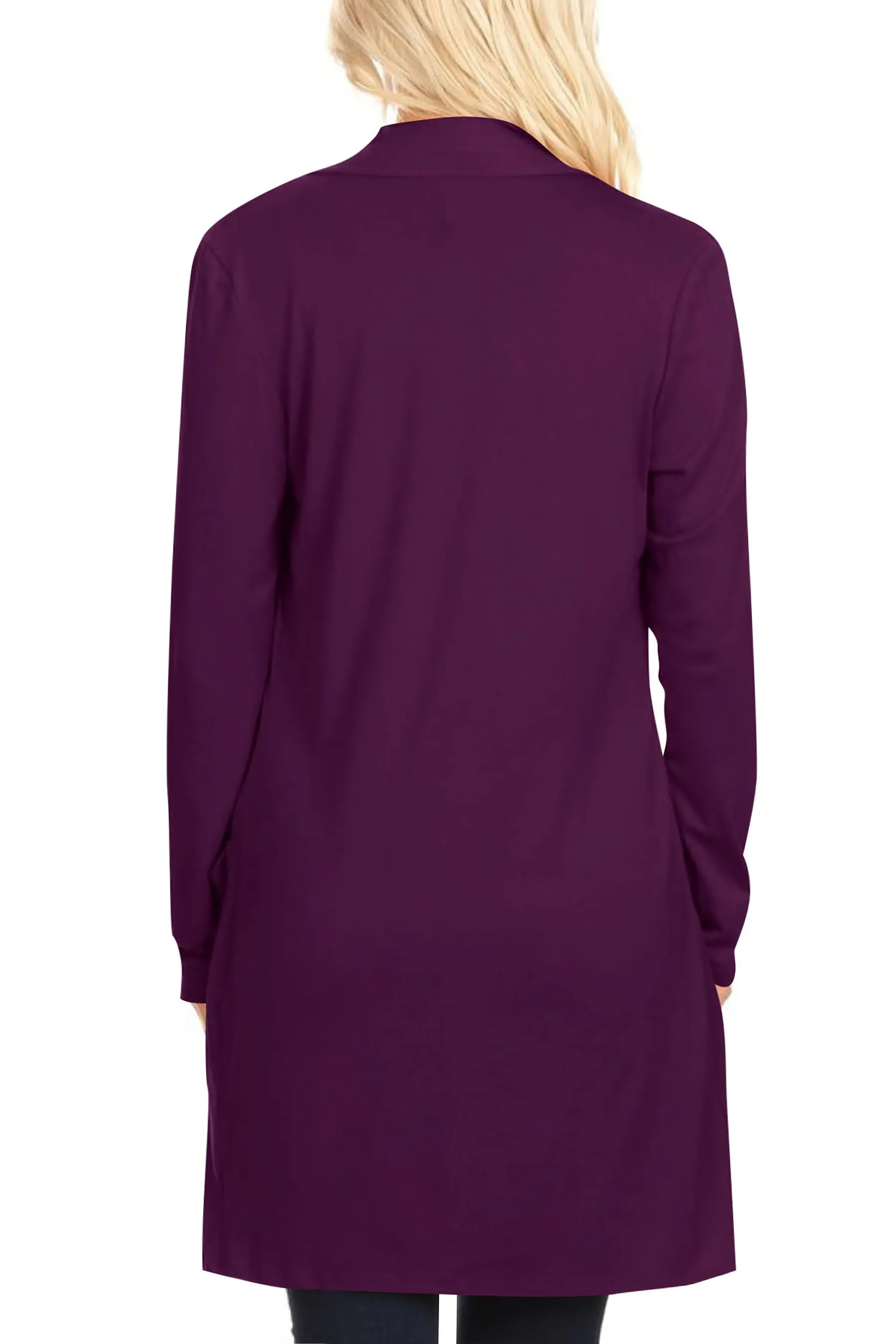 Women's Casual Open Front Basic Long Sleeves Side Pockets Solid Cardigan