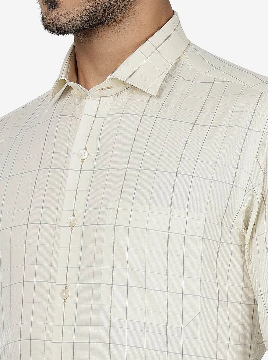 Yellow Checked Slim Fit Formal Shirt | Metal