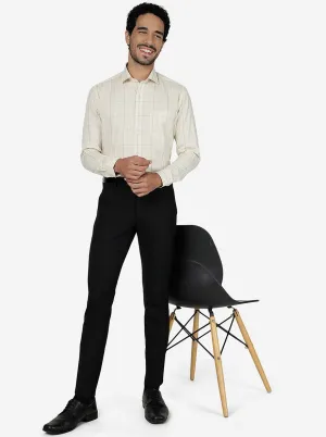 Yellow Checked Slim Fit Formal Shirt | Metal
