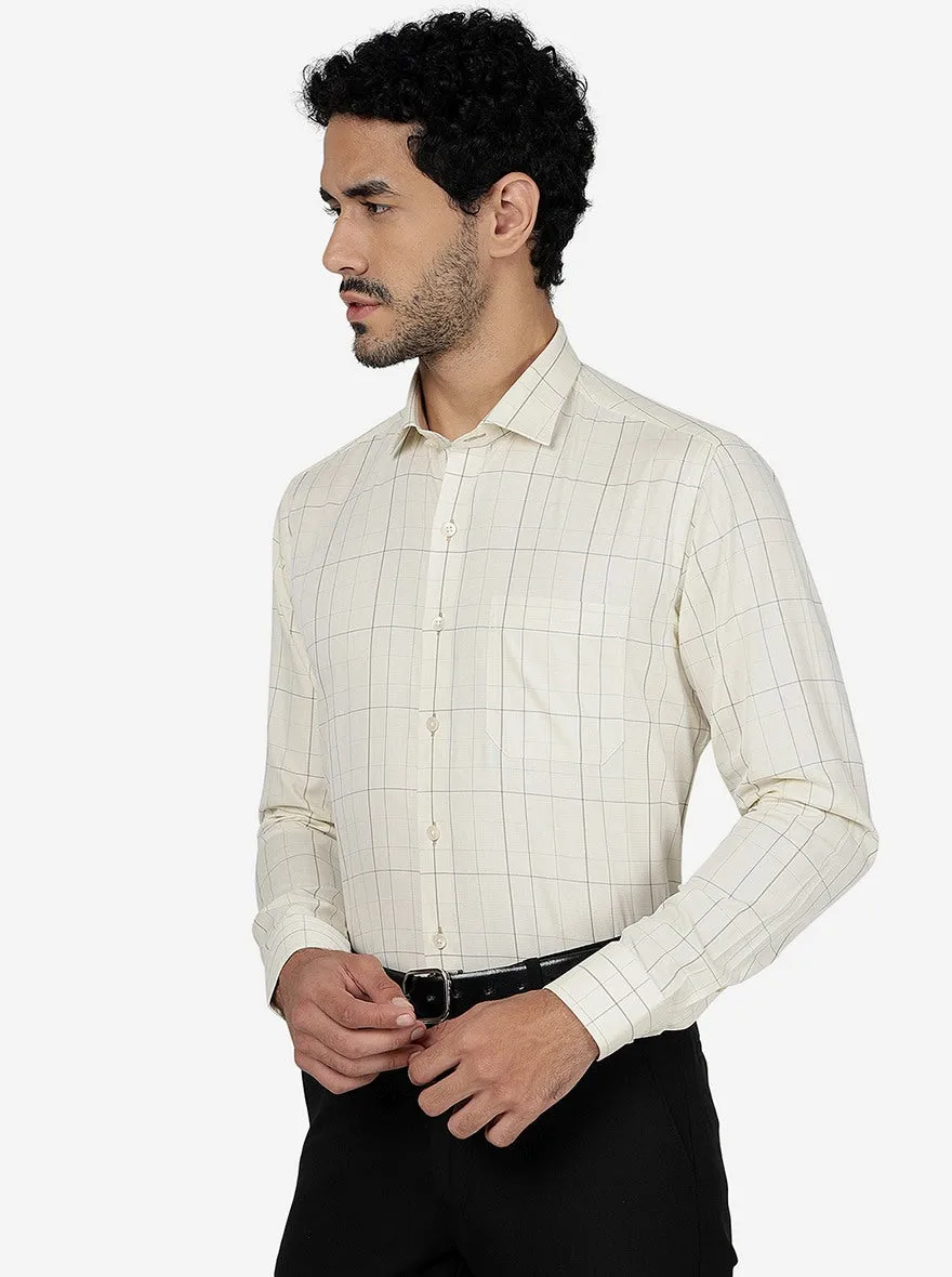 Yellow Checked Slim Fit Formal Shirt | Metal