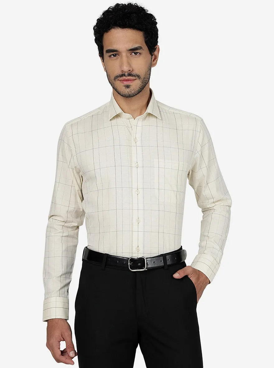 Yellow Checked Slim Fit Formal Shirt | Metal