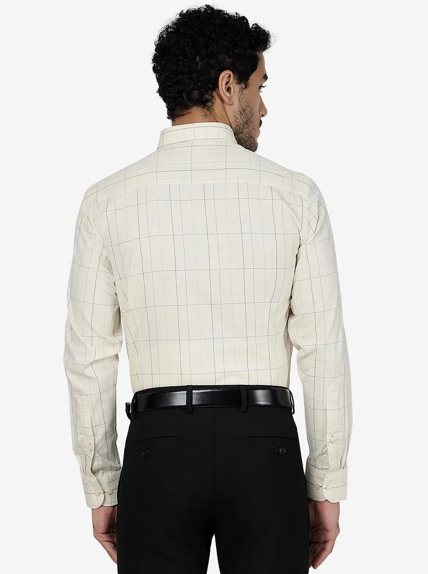 Yellow Checked Slim Fit Formal Shirt | Metal