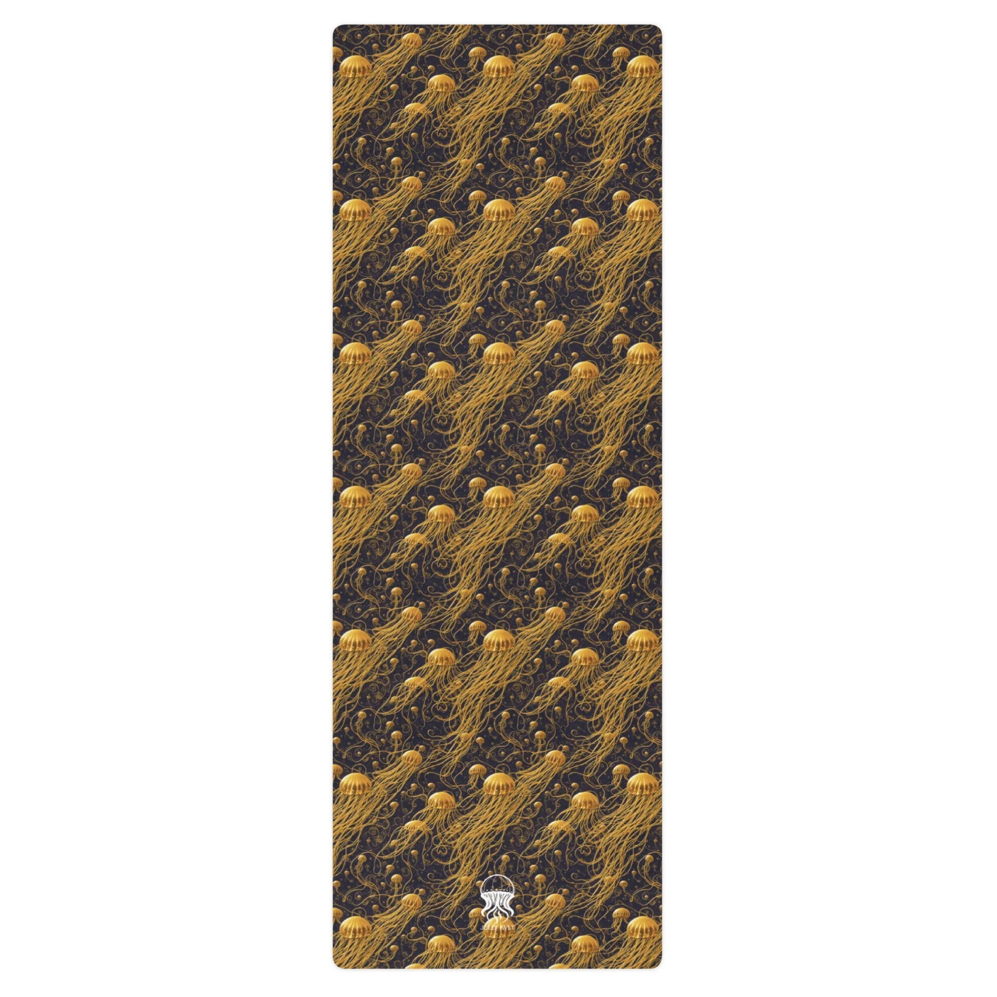 Yoga mat - Black and Gold Jellyfishes