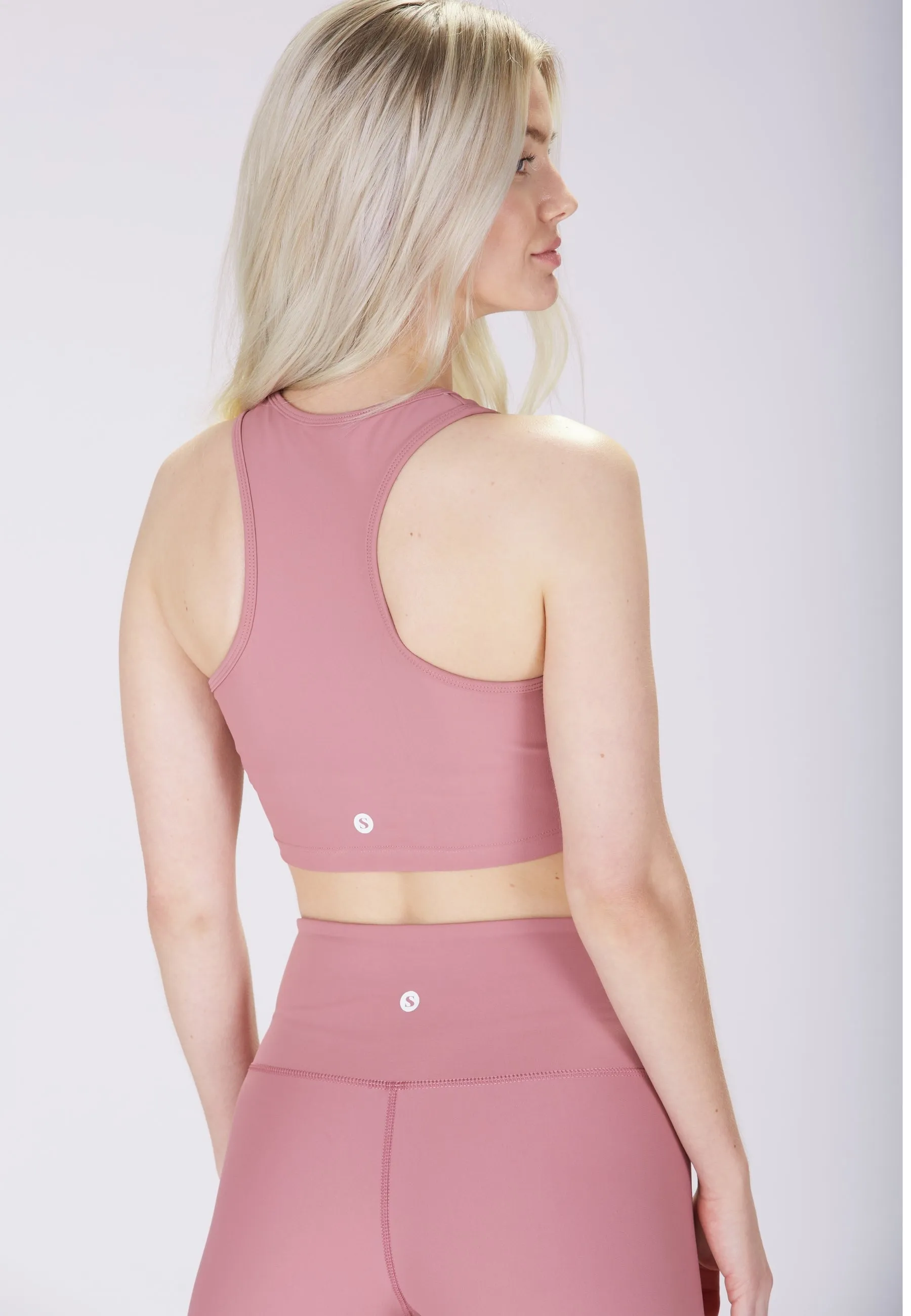 Yoga Midi Crop Top - Dusty Pink