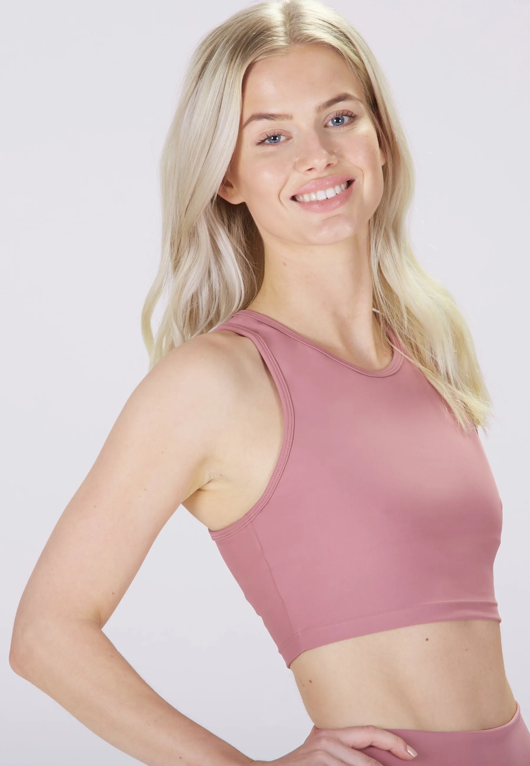 Yoga Midi Crop Top - Dusty Pink