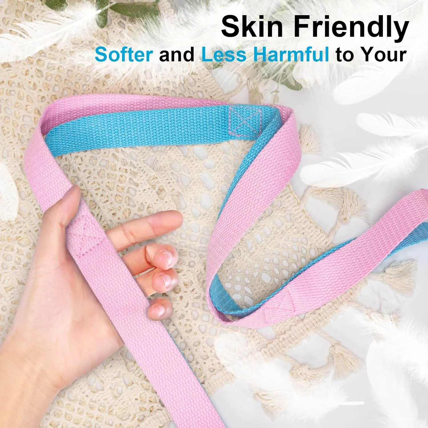 Yoga Strap for Stretching Inelastic Soft Polyester Cotton Stretch Out Band for Exercise, Yoga, Pilates and Dance for Men and Women