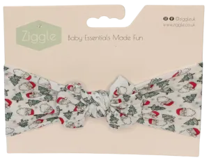 ZIGGLE WHITE SANTA TURBAN BOW HEADBAND