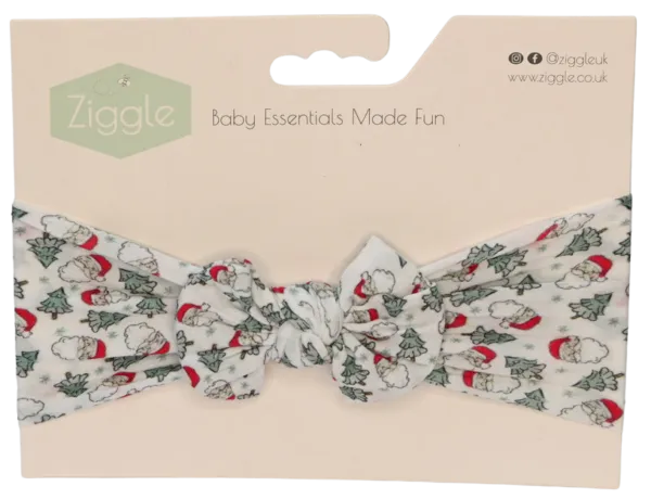 ZIGGLE WHITE SANTA TURBAN BOW HEADBAND